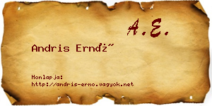 Andris Ernő névjegykártya